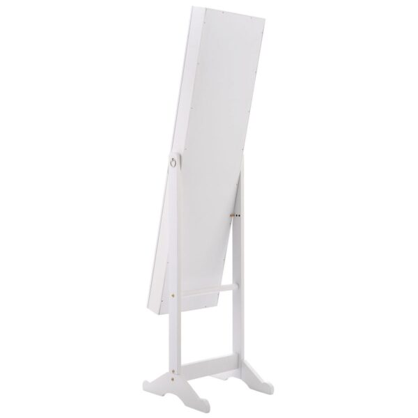 White Wood Jewelry Storage Cabinet Freestanding Floor Mirror - Image 4