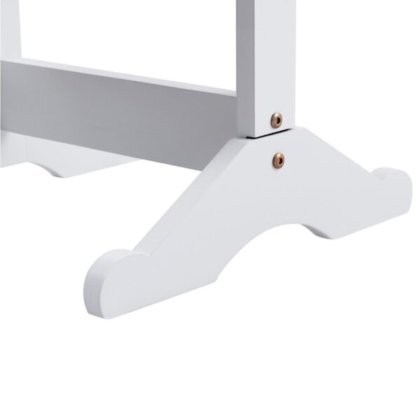 White Wood Jewelry Storage Cabinet Freestanding Floor Mirror - Image 5