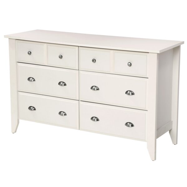 White 6-Drawer Dresser Traditional Design - Made in USA - Image 3
