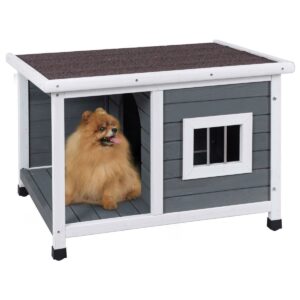 Modern Outdoor Fir Wood Dog House with Asphalt Roof