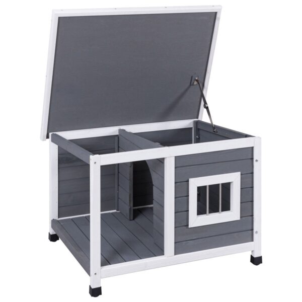 Modern Outdoor Fir Wood Dog House with Asphalt Roof - Image 4