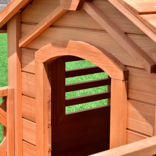 Outdoor Natural Fir Wood Dog House for Small Dogs - Image 4
