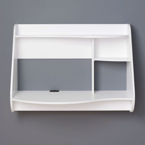 Modern Wall-Mount Laptop Computer Desk in White - Image 2
