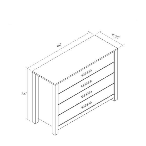 FarmHouse Traditional Rustic Pine 4 Drawer Dresser - Image 3