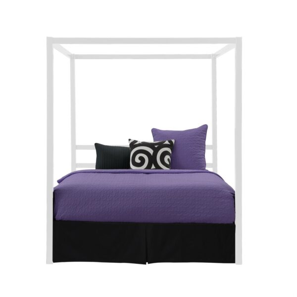 Queen size Modern White Metal Canopy Bed - No Box-Springs Required - Image 2