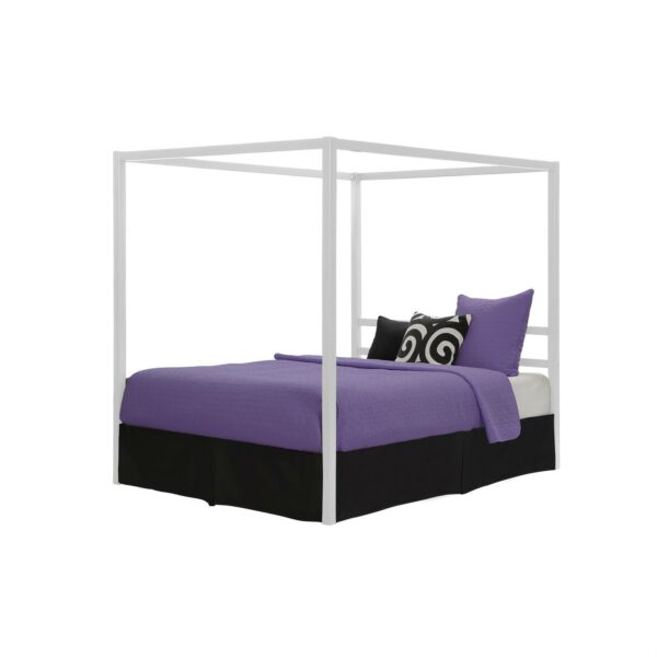 Queen size Modern White Metal Canopy Bed - No Box-Springs Required - Image 3