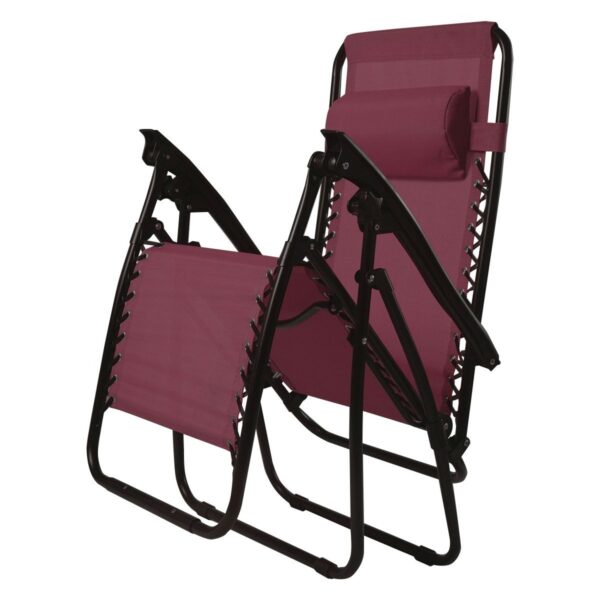 Set of 2 Burgundy Wine Red Folding Outdoor Zero Gravity Lounge Chair - Image 2