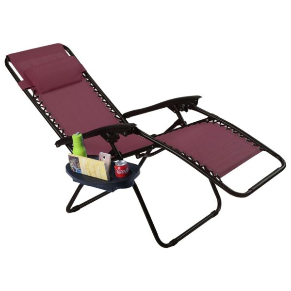 Set of 2 Burgundy Wine Red Folding Outdoor Zero Gravity Lounge Chair - Image 3