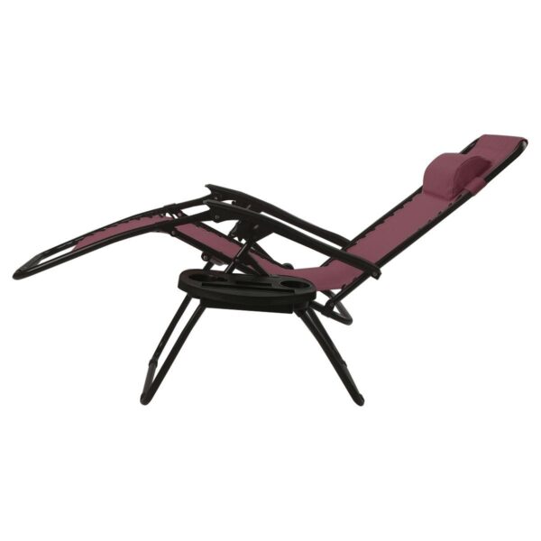 Set of 2 Burgundy Wine Red Folding Outdoor Zero Gravity Lounge Chair - Image 4