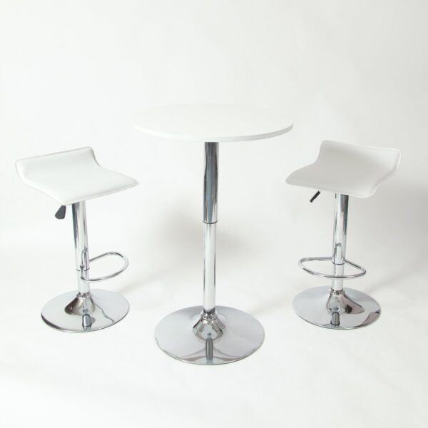 Set of 2 - Modern Chrome Air Lift Swivel Bar Stool with White Seat - Image 2
