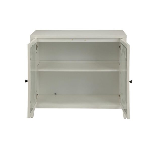 White Wood Venetian Buffet Cabinet with Glass Panel Doors - Image 3