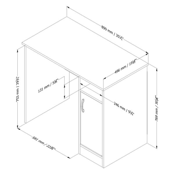 White Computer Desk - Great for Small Home Office Space - Image 2
