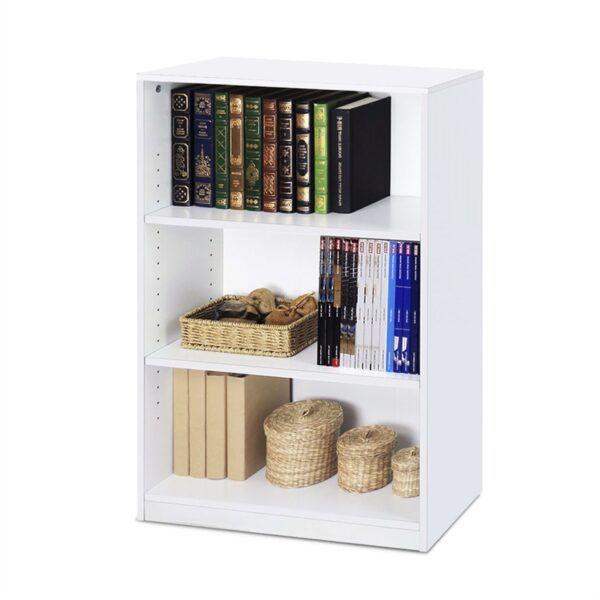 Modern 3-Shelf Bookcase in White Wood Finish - Image 3