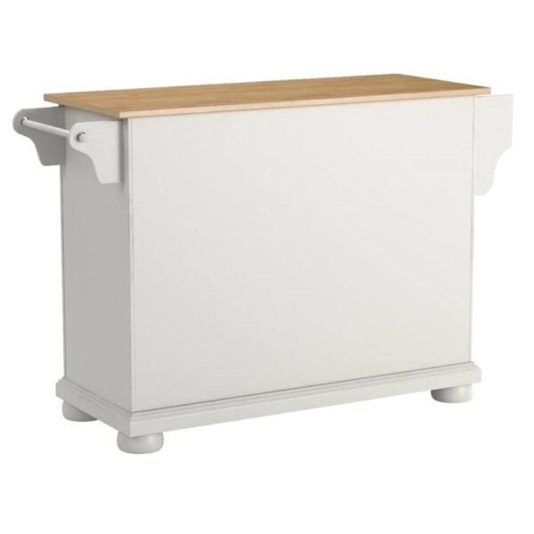 White Kitchen Island Storage Cabinet with Solid Wood Top - Image 5