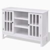 White Wood Sofa Table Console Cabinet with Tempered Glass Panel Doors - Image 3