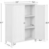 White Wood 2-Door Freestanding Bathroom Floor Cabinet Kitchen Storage Cupboard - Image 5