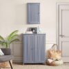Gray 1-Door Wall Mounted Bathroom Medicine Cabinet Kitchen Storage Cupboard - Image 2