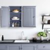 Gray 1-Door Wall Mounted Bathroom Medicine Cabinet Kitchen Storage Cupboard - Image 4