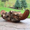 4 Ft. Rustic Indoor/Outdoor Corten Steel Firewood Log Storage Rack - Image 3