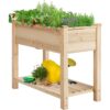 Solid Wood 2-Tier Raised Garden Bed Planter Bed with Bottom Storage Shelf - Image 2