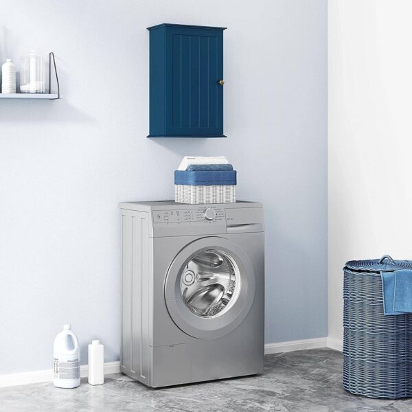 Navy Blue 1-Door Wall Mounted Bathroom Medicine Cabinet Storage Cupboard - Image 2