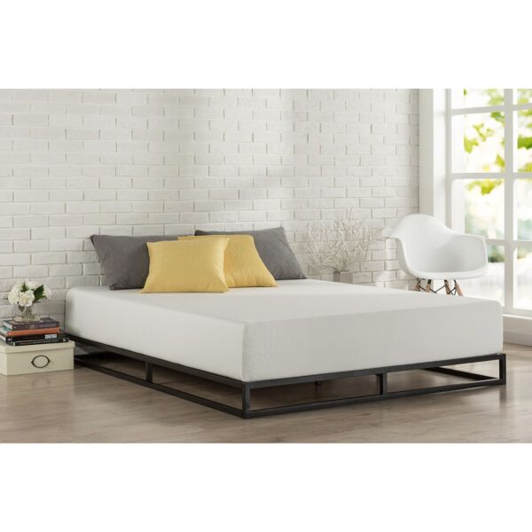 Queen size 6-inch Low Profile Metal Platform Bed Frame with Wooden Slats - Image 2