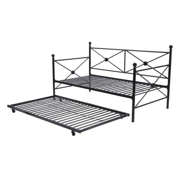 Twin size Contemporary Daybed and Trundle Set in Black Metal Finish - Image 3