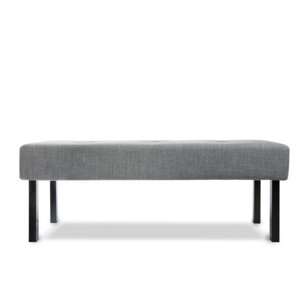 Modern Grey Linen Upholstered Memory Foam Button-Tufted Accent Bench - Image 2