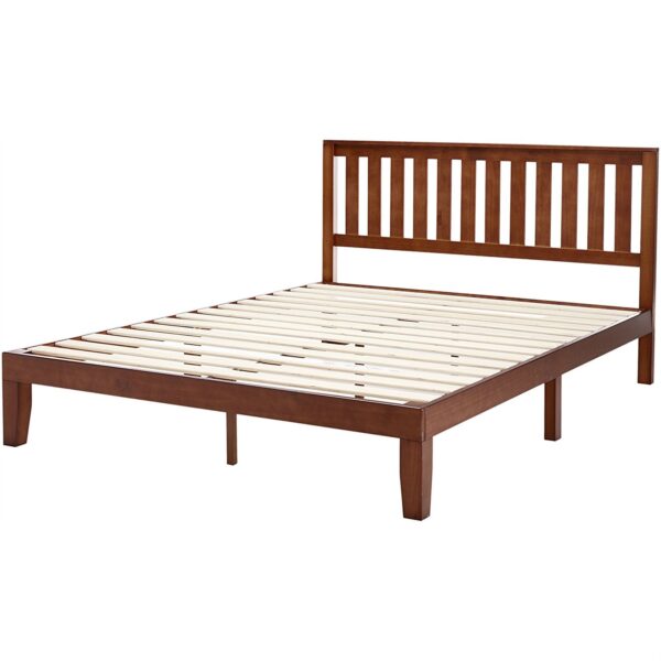 Queen size Mission Style Solid Wood Platform Bed Frame with Headboard in Espresso Finish - Image 2