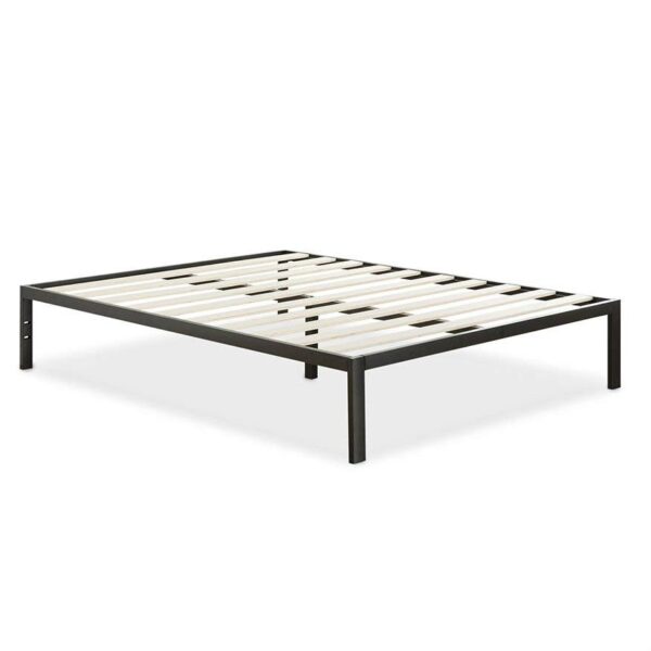Full Size Modern Black Metal Platform Bed Frame with Wood Slats - Image 2