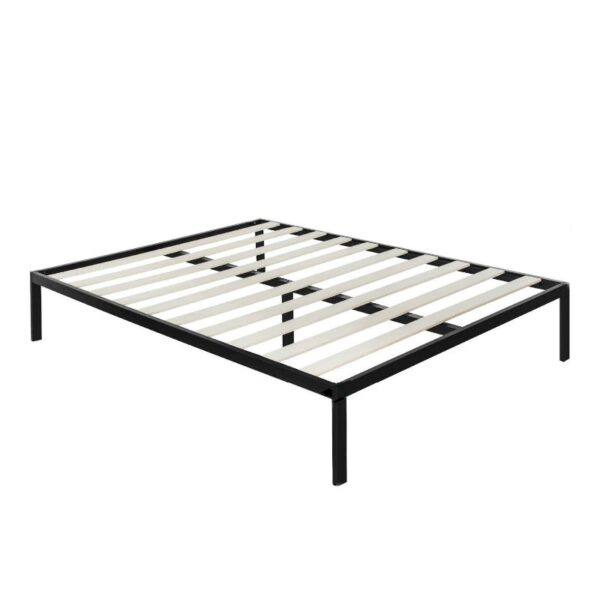 Full Size Modern Black Metal Platform Bed Frame with Wood Slats - Image 3
