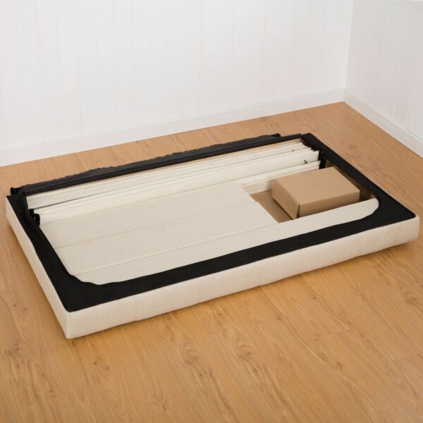 Twin size Taupe Fabric Upholstered Platform Bed with Tufted Headboard - Image 5