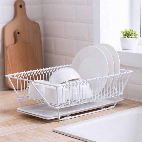 Wrought Iron Tableware Drain Rack Dish Rack Multifunctional Storage With Tray Rack - Image 2