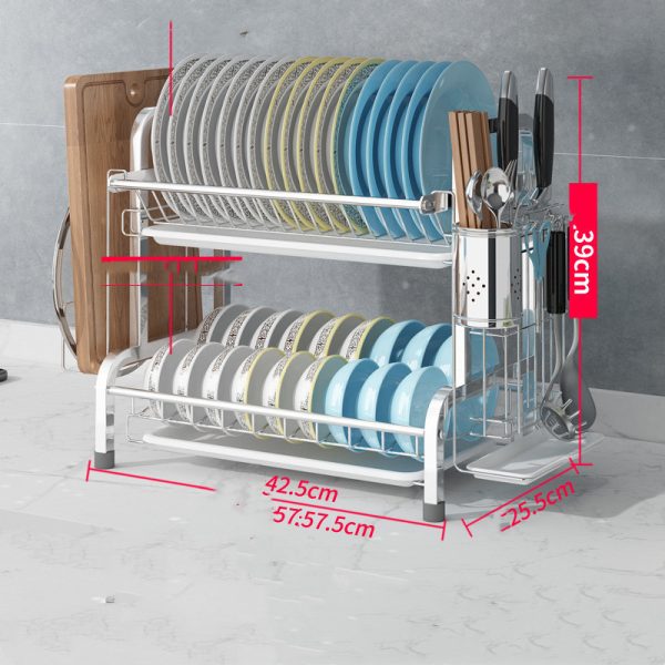 Cupboard Double-layer Supplies Storage Box Rack - Image 3