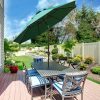 9 Foot Outdoor Patio Umbrella with Push Button Tilt and Crank Dark Green - Image 3