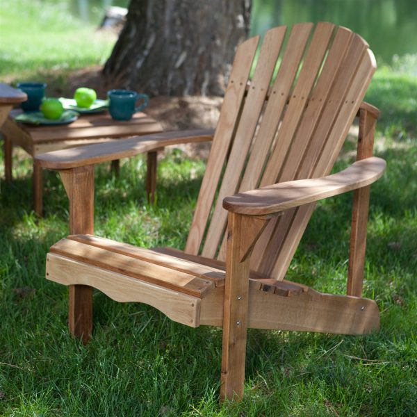 Solid Oak Wood Adirondack Chair with Linseed Oil Finish - Image 3