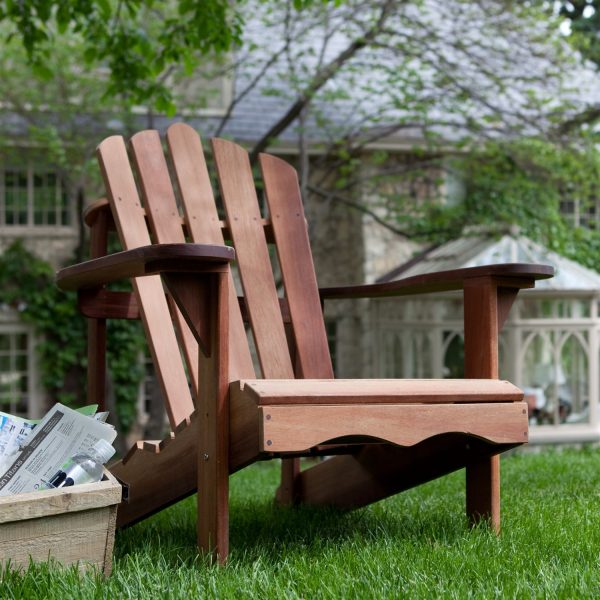 Ergonomic Outdoor Patio Adirondack Chair in Red Shorea Wood - Image 2