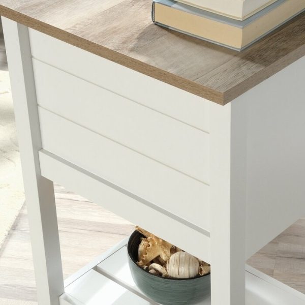 FarmHouse White Blue Oak Top 2 Drawer Office Writing Desk - Made In USA - Image 4