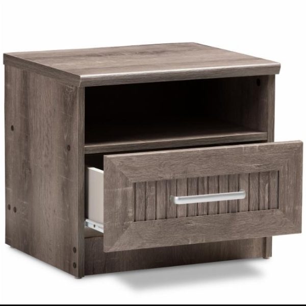 Rustic FarmHome 1 Drawer Nightstand Natural Oak - Image 2