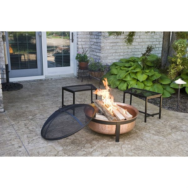 Solid 100-Percent Copper Fire Pit with Stand Screen and Cover - Image 3