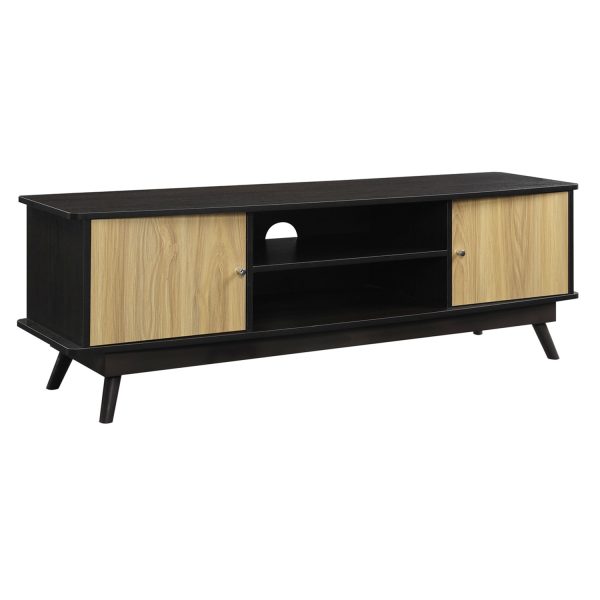 Modern Mid Century Style TV Stand in Espresso Light Oak Wood Finish - Image 3