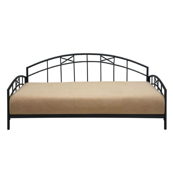 Twin size Black Metal Daybed Frame with Decorative Rails - Image 2