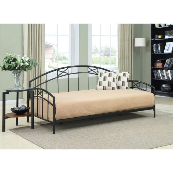 Twin size Black Metal Daybed Frame with Decorative Rails - Image 3