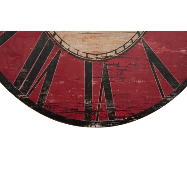 Red Oversized Distressed Paris Wood Wall Clock - Image 3