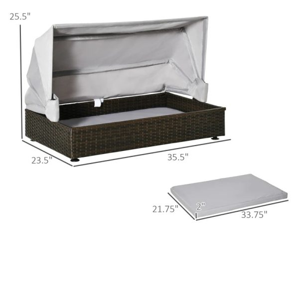 Espresso Wicker Foldable Canopy Raised Dog Bed House with 2 in Thick Cushion - Image 3