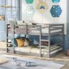 Full over Full Modern Low Profile Bunk Bed in Grey Wood Finish - Image 2