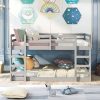 Full over Full Modern Low Profile Bunk Bed in Grey Wood Finish - Image 3
