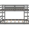 Full over Full Modern Low Profile Bunk Bed in Grey Wood Finish - Image 4