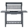 Outdoor Grey Wood Potting Bench Expandable Top with Food Grade Plastic Sink