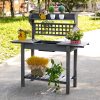 Outdoor Grey Wood Potting Bench Expandable Top with Food Grade Plastic Sink - Image 2